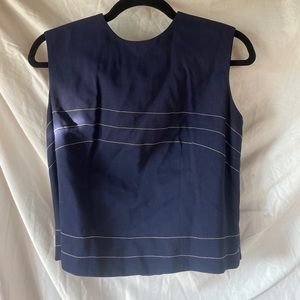 Navy and white stitch crop top with buttons